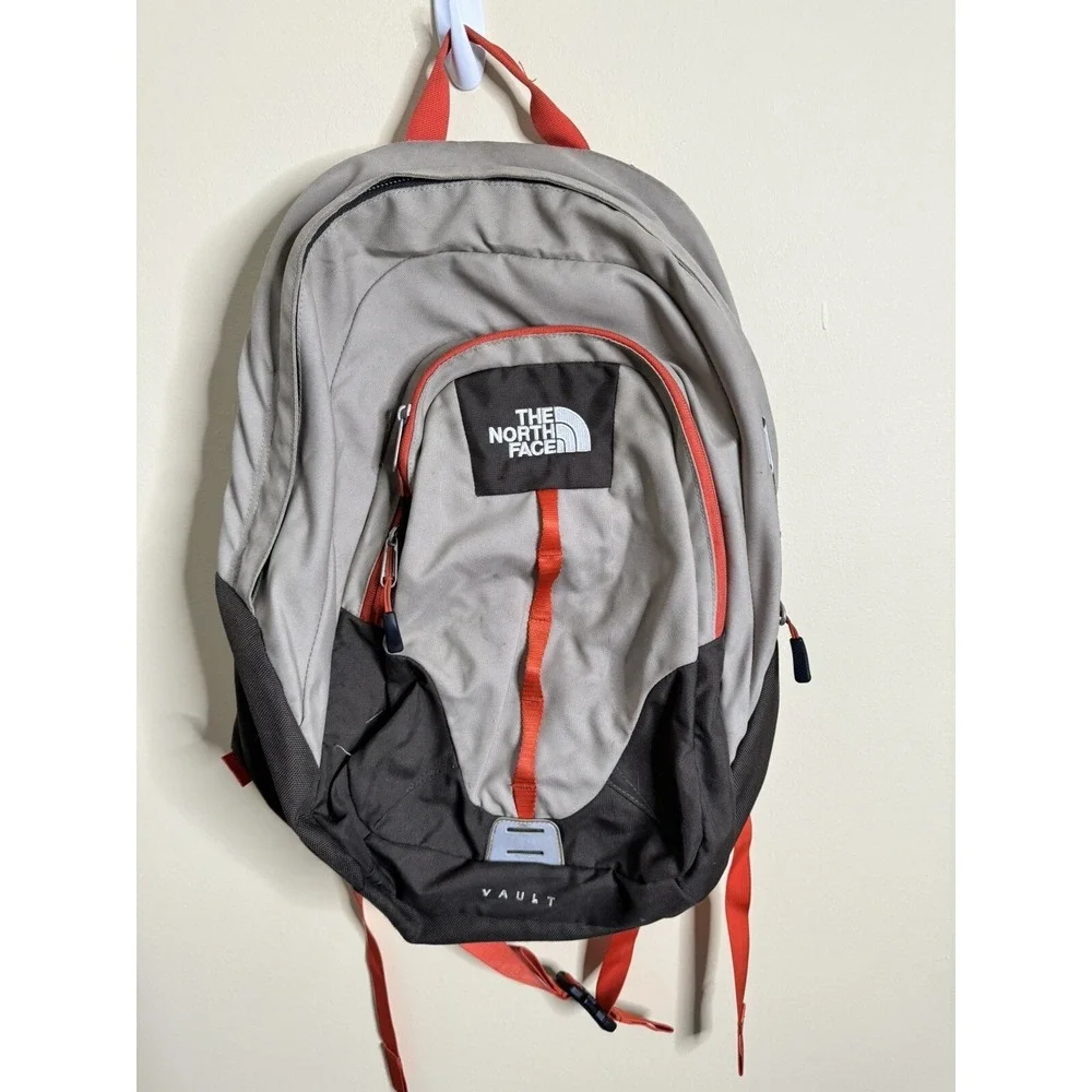The North Face Vault Brown and Orang Vault Outdoor Hiking Backpack